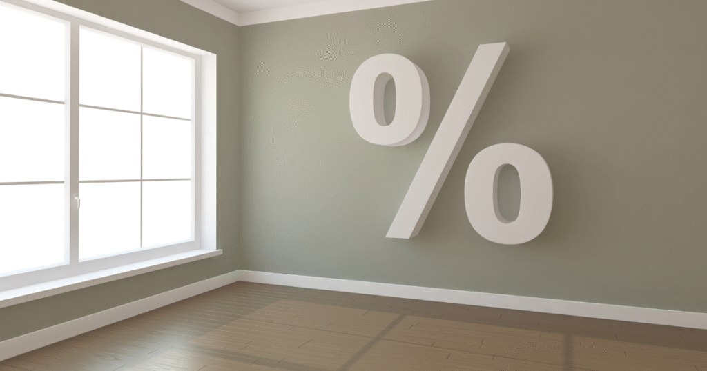 Understanding the 4% Hold and Its Impact, room in home with large white percentage graphic
